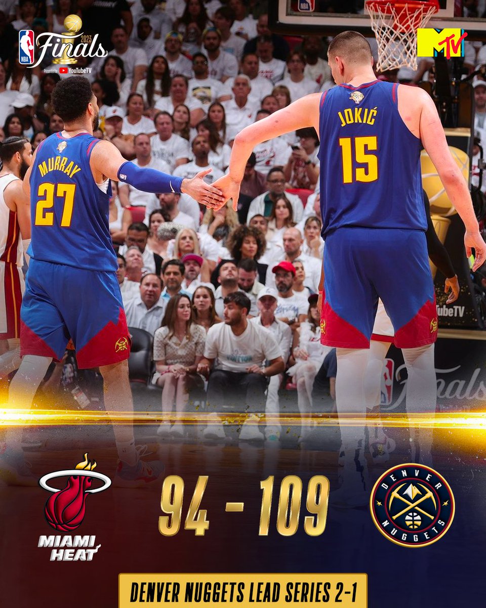 MTVIndia's tweet image. Aur isi ke saath Denver is back in the lead!
But Miami won't let them have the title so easy!

Dekho @nuggets and @miamiheat ki battle for the top spot, live on MTV, Hindi mein

#NBAonMTV #NBALive #NBALiveInIndia #NBAPlayoffs #NBAFinals #denvernuggets #miamiheat #bringitin