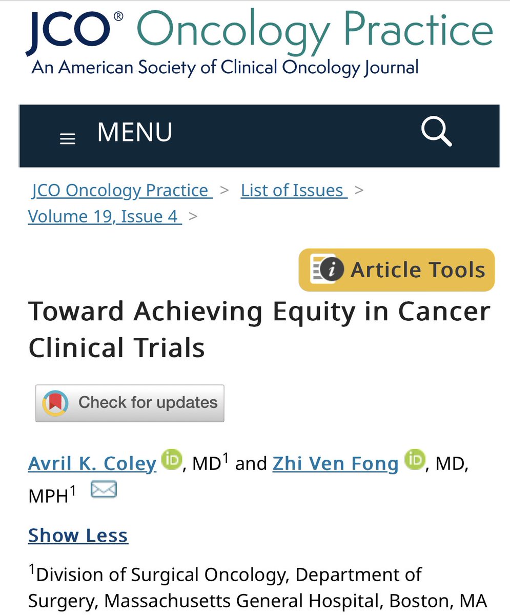 <a href="/CaseyJackAllen/">Casey J Allen, MD</a> Thanks for the amplification, <a href="/CaseyJackAllen/">Casey J Allen, MD</a>! Much work to be done to achieve equity in clinical trials.

This was mainly great work from <a href="/AvrilColeyMD/">Avril Coley MD</a>, rising <a href="/MGHSurgery/">Mass General Surgery</a>⭐️ who’ll be applying to <a href="/SocSurgOnc/">Society of Surgical Oncology</a> fellowships next cycle. PDs should keep an eye out for her application!