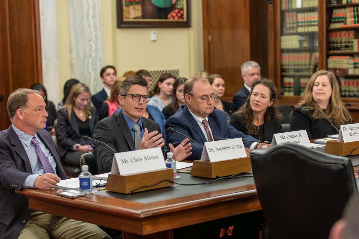 INFarmBureau's tweet photo. Yesterday, Nick Carter, Marion County INFB member, had the unique opportunity to testify before a subcommittee of the Senate Agriculture Committee. During the hearing, Carter spoke about the importance of specialty crops and diversified ag, two aspects of agriculture at the core of his operation. #agpolicy #advocacy #publicpolicy #agriculture #farmbureau #specialtycrops