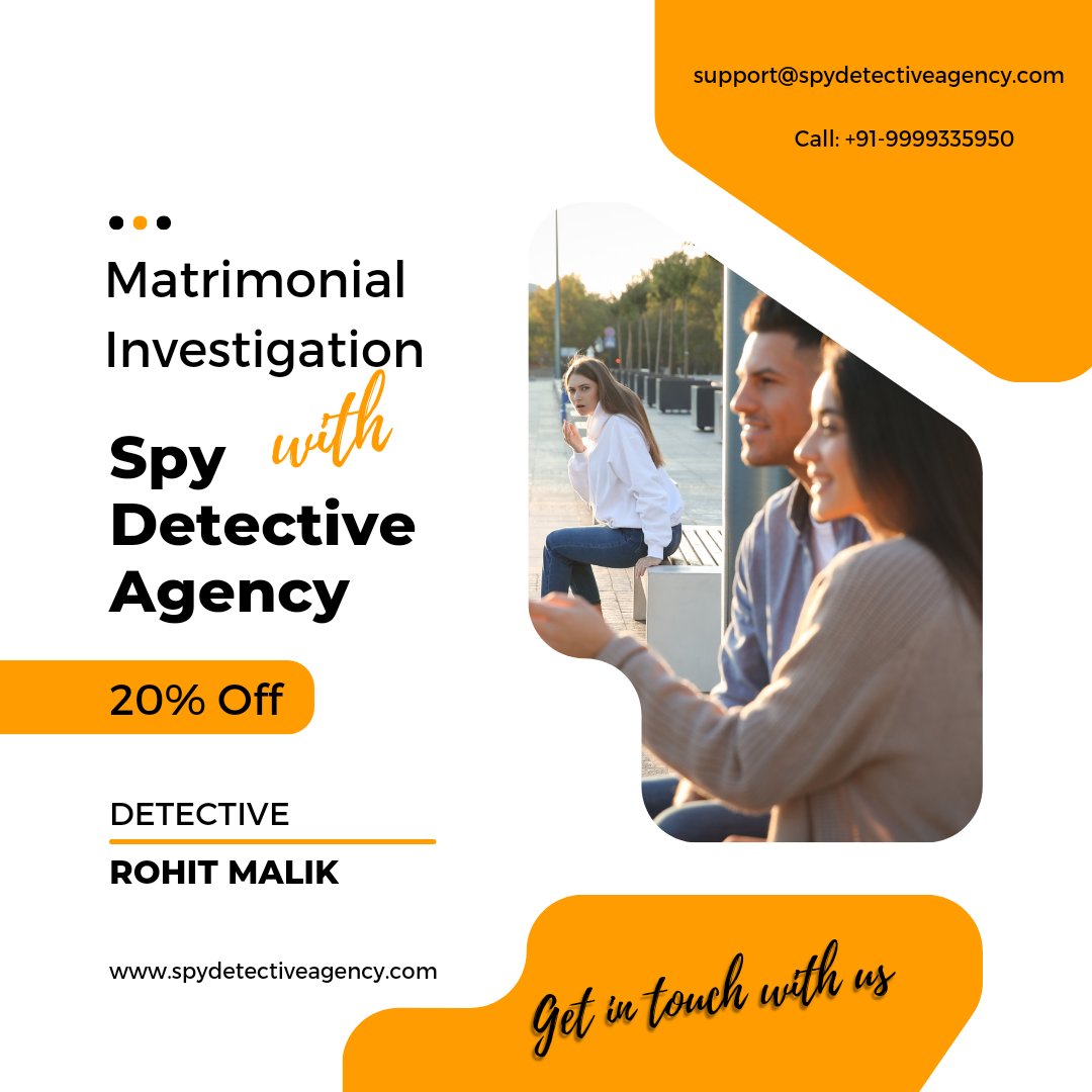 Spy Detective Agency is one of the Trustworthy Matrimonial Investigation Agency in Delhi.

bit.ly/3yS91BY

#spydetectiveagency #investigation #prematrimonial #matrimonialdetectives #privateinvestigator