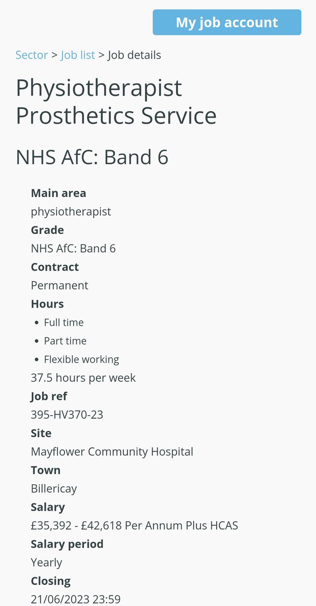 NELFT_AHP's tweet photo. 💥 Job vacancy💥

💪🏼Band 6 #physiotherapist vacancy in the regional prosthetic service!

Take a look at this exciting opportunity 👇 #AHP #Physio

https://t.co/0nL7fOFcdB https://t.co/H09SONiKjO