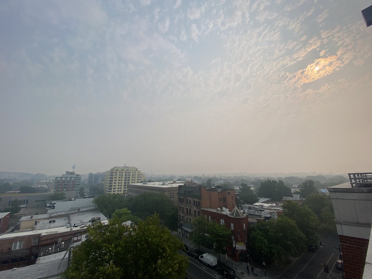 aerenbaum's tweet photo. What Code Red/Code Purple looks like in DC this morning — usually can see the National Cathedral (NW) and Basilica (NE) in these pictures… #wildfires #CodeRed @capitalweather https://t.co/8D3q6oqaXc