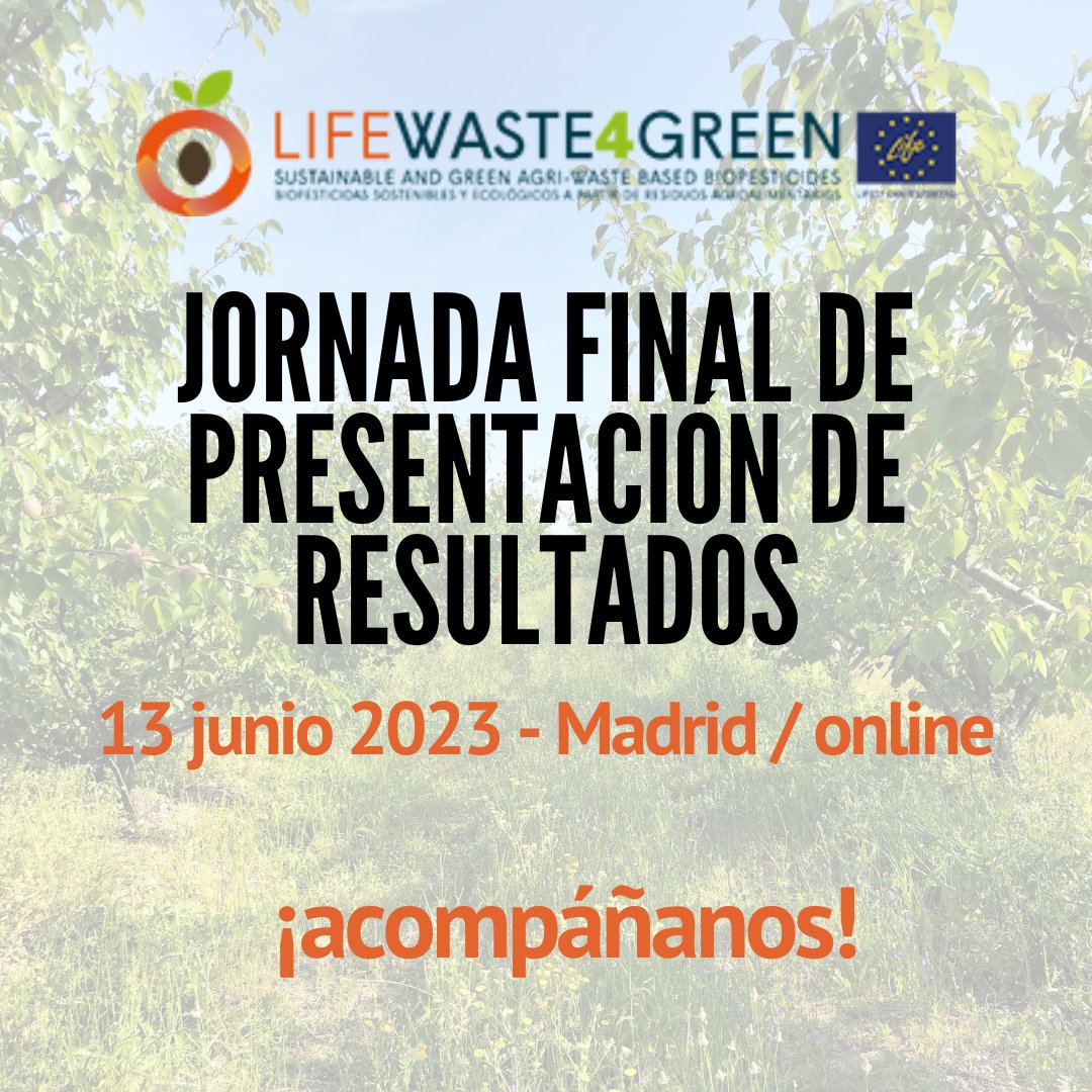 ¡Estás a tiempo! APÚNTATE el 13 de junio a la jornada final del proyecto <a href="/Waste4G/">Waste4Green</a>! #Biopesticidas #sostenibles y #ecológicos a partir de residuos #agroalimentarios
en bit.ly/inscrip-W4G-13…
PROGRAMA y + waste4green.eu/es/prensa/jorn…