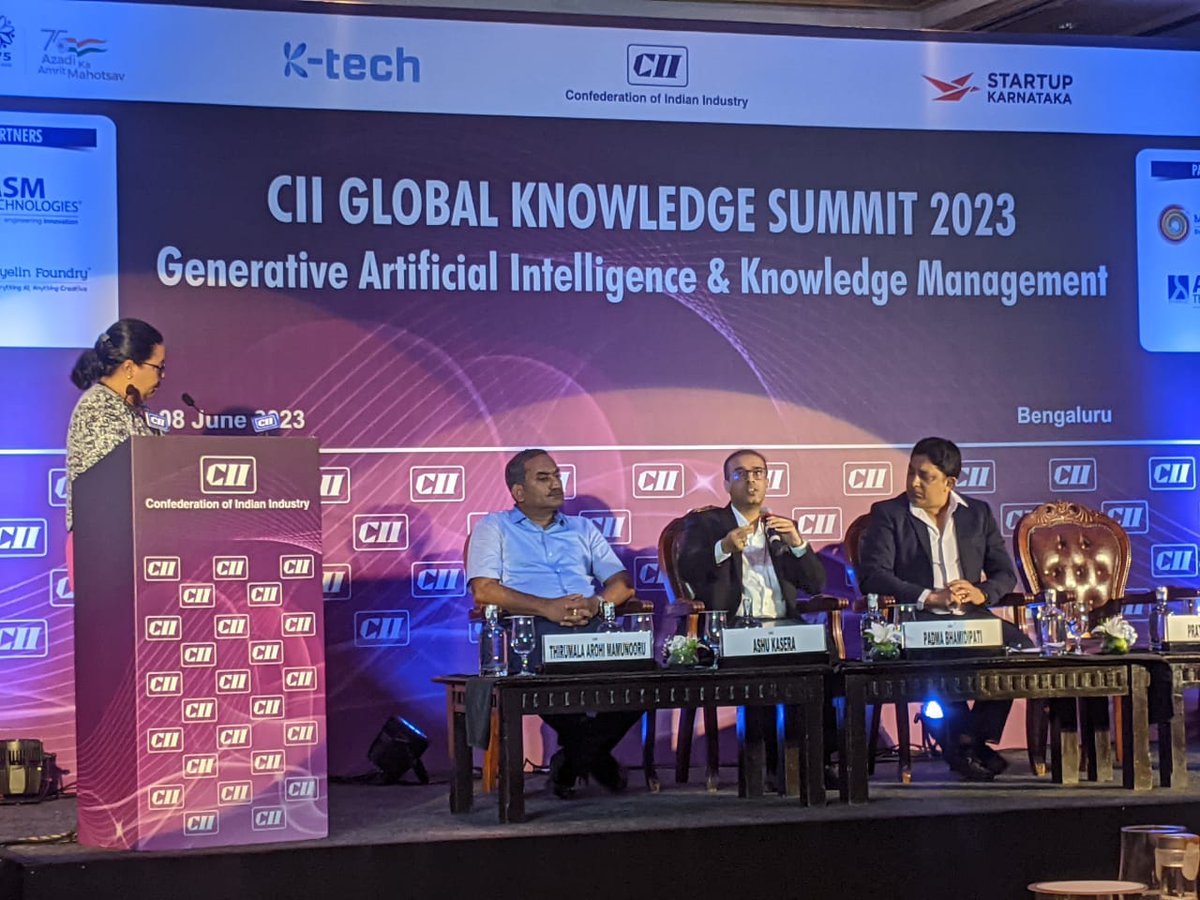 MadanRao's tweet photo. Final panels on (1) Future of Work in the Era of AI (2) Ecosystem Collaboration for AI!
#CIIKnowledgeSummit #AI #ecosystem #KM #collaboration #FutureOfWork #impact #strategy https://t.co/N7cHXn6bMr