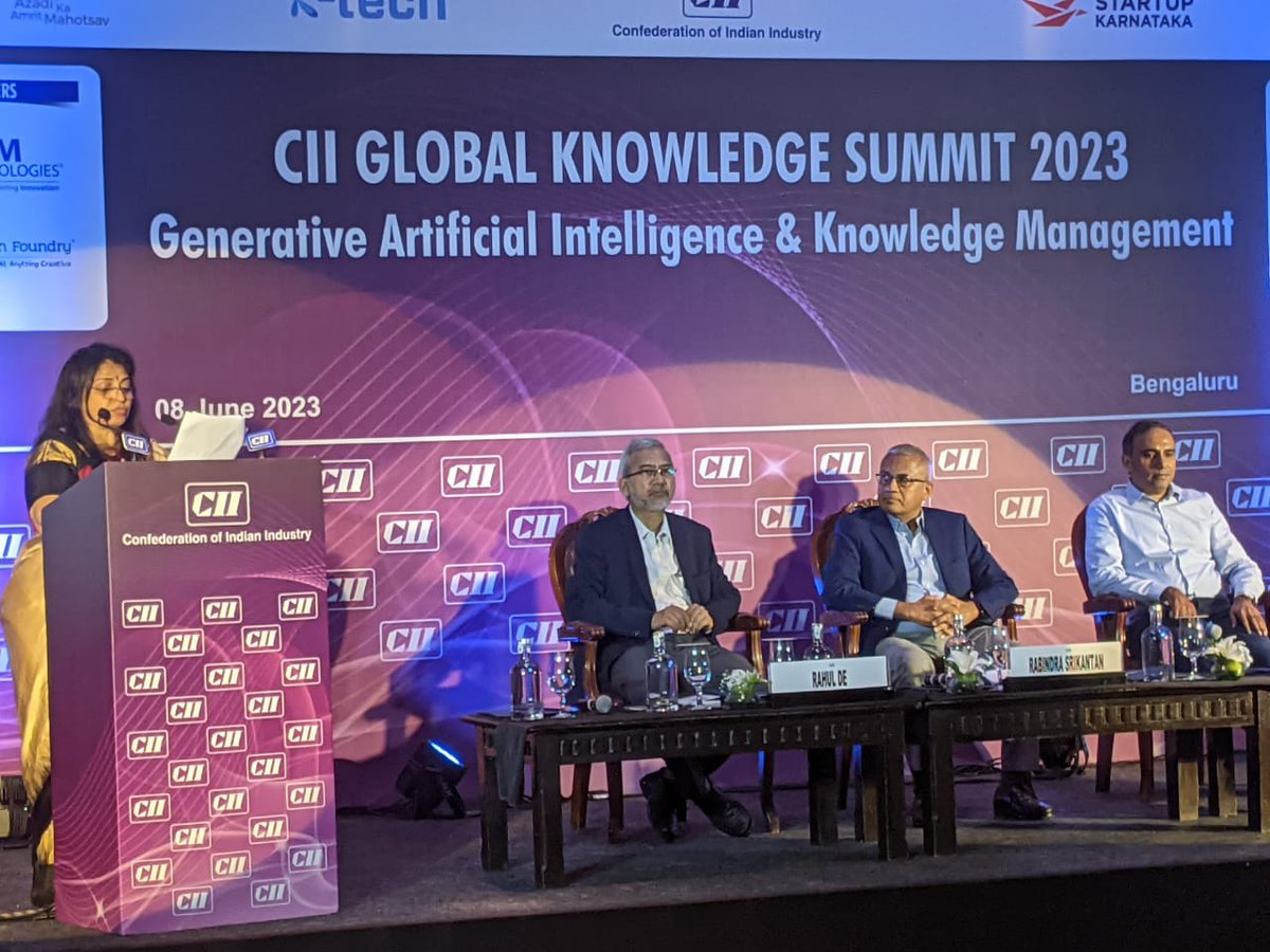 MadanRao's tweet photo. Final panels on (1) Future of Work in the Era of AI (2) Ecosystem Collaboration for AI!
#CIIKnowledgeSummit #AI #ecosystem #KM #collaboration #FutureOfWork #impact #strategy https://t.co/N7cHXn6bMr