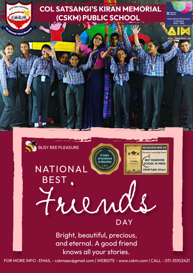 cskmpschool's tweet photo. Bonded forever in our quest for knowledge, friendship of school is the best.
Happy National Best Friends Day!
.
.
.
.
#nationalbestfriendsday
#busybeescskm
#prideindia
#indiabestboardingschool https://t.co/rhrERiOq86