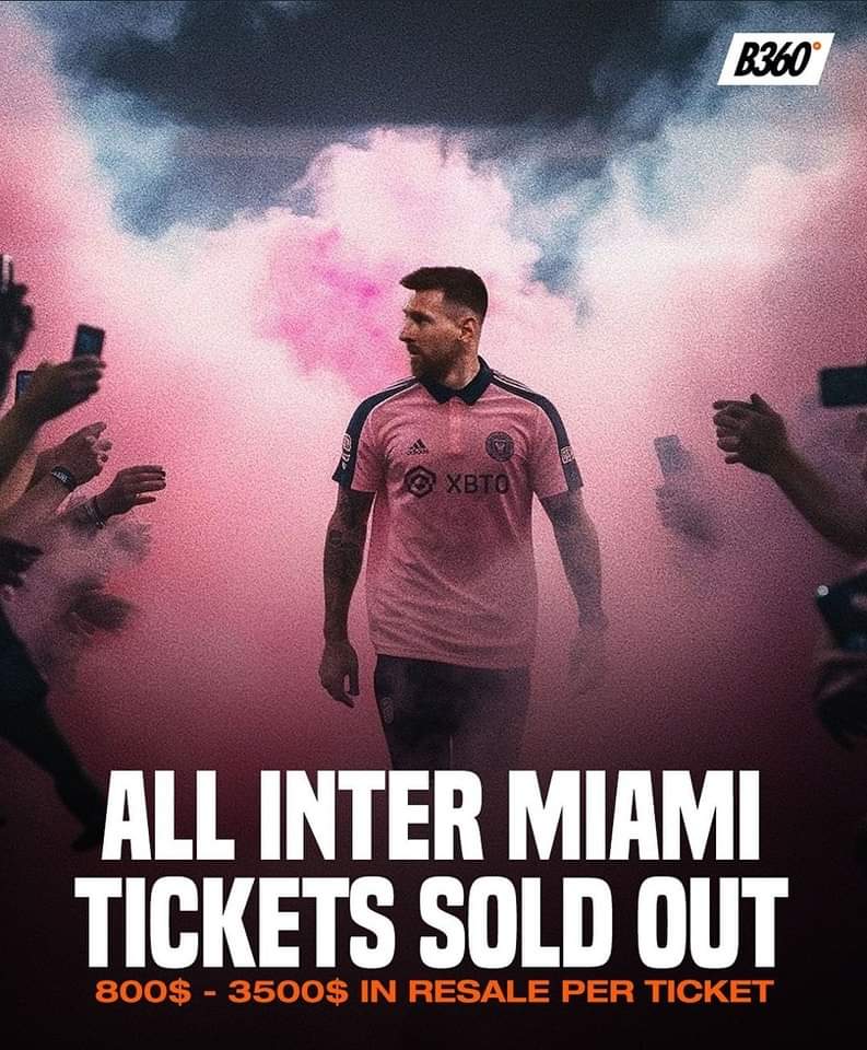 Tickets for every match vs. Inter Miami across the whole USA have been completely sold out. 

Leo Messi’s influence is unreal 🐐