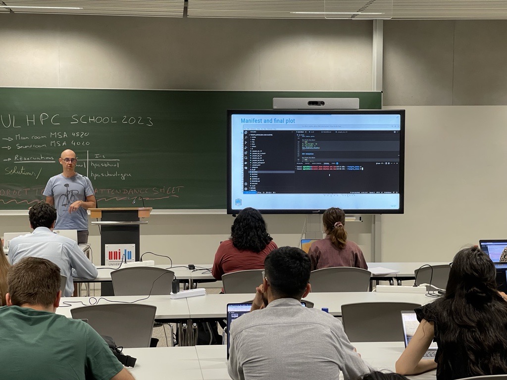 ULHPC's tweet photo. After the lunch break, we continue this #HPCSchool 2023 @uni_lu learning journey with A. Ginolhac, who introduces us to an R workflow manager during this second-to-last practical session: targets

https://t.co/UplV9WuHHM https://t.co/oZw30tFqpE