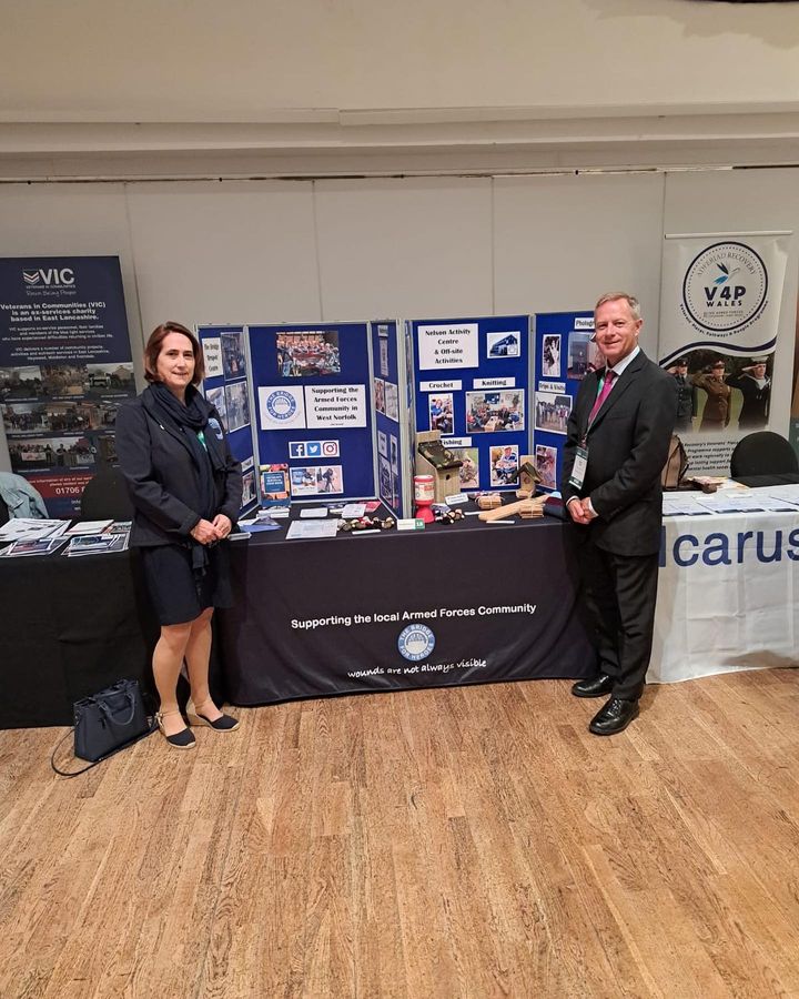 Bridge4Heroes's tweet photo. The Bridge for Heroes CEO, Helen Taylor and Develop and Promote CEO, Darren Hickie are at the Association of Drop in Centres (ASDIC) Conference in Leeds, showcasing the important work that we do for our beneficiaries and to network with our partner organisations #veterans #asdic https://t.co/Yto0rcAiKU