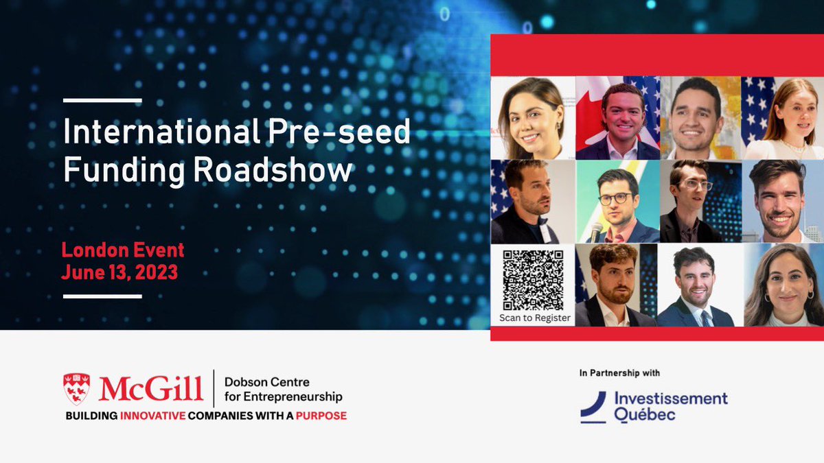 Meet Dobson's most promising startups in London on June 13. Register below.
Rencontrez les startups les plus prometteuses de Dobson à Londres le 13 juin. Inscrivez-vous ci-dessous.
mcgill.ca/dobson/entrepr…