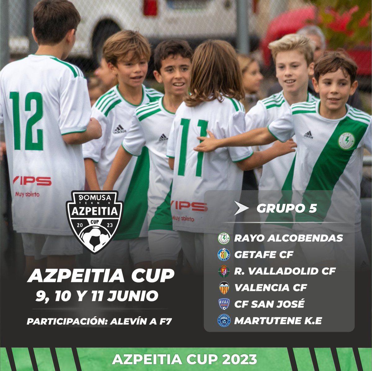 ⚡️🏆 𝗔𝗭𝗣𝗘𝗜𝗧𝗜𝗔 𝗖𝗨𝗣 𝟮𝟬𝟮𝟯 💚🤍

🙌🏻 El Alevin A F7 participará de este gran torneo durante el 9, 10 y 11 de junio!!!

⚽️ Formará parte del grupo 5 donde se destacan enormes rivales como: Getafe, Valladolid y Valencia!

#somosrayo