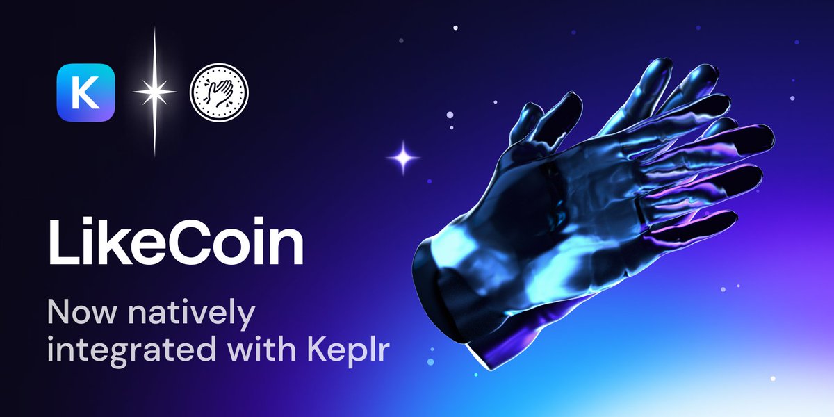 Keplr Wallet 🔭 (@keplrwallet) on Twitter photo The decentralized publishing protocol <a href="/likecoin/">LikeCoin - Decentralize Publishing</a> is now natively integrated with Keplr! 👏
Store your digital contents on the blockchain, mint them into NFTs, easily monetize, and grow on-chain communities, with a suite of open tools that LikeCoin provides! The decentralized publishing protocol <a href="/likecoin/">LikeCoin - Decentralize Publishing</a> is now natively integrated with Keplr! 👏
Store your digital contents on the blockchain, mint them into NFTs, easily monetize, and grow on-chain communities, with a suite of open tools that LikeCoin provides!