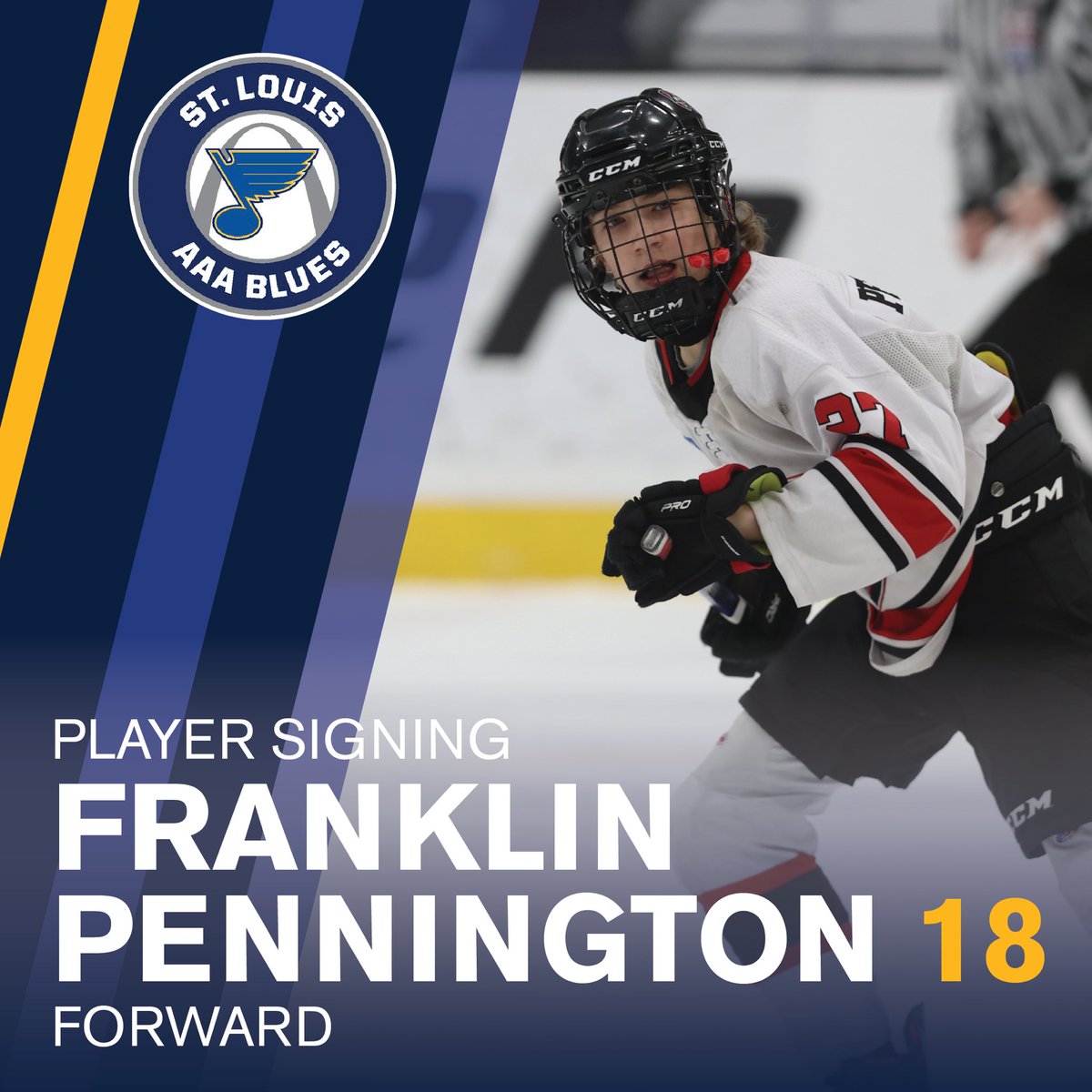 2023-24 Player Signing Announcement: We are excited to welcome Franklin Pennington to the team.  Franklin joins us for his first season with the @AAABlues #BantamMinor #AAAHockey
