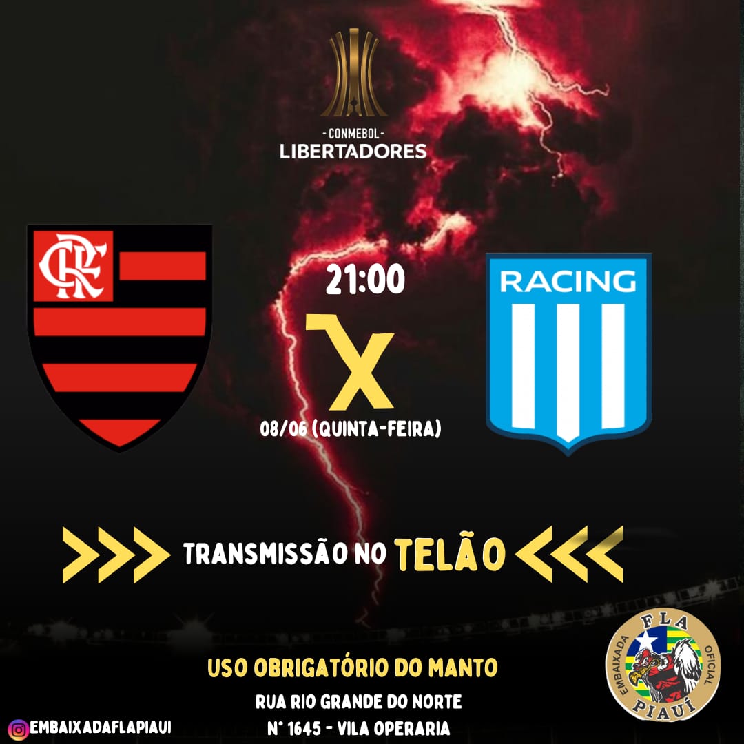 Estaremos de portas abertas esperando por você na embaixada Fla Piauí. ❤🖤 a partir das 18:00 h começará o nosso churrasco quem quiser participar leve a sua carne obrigada.❤🖤