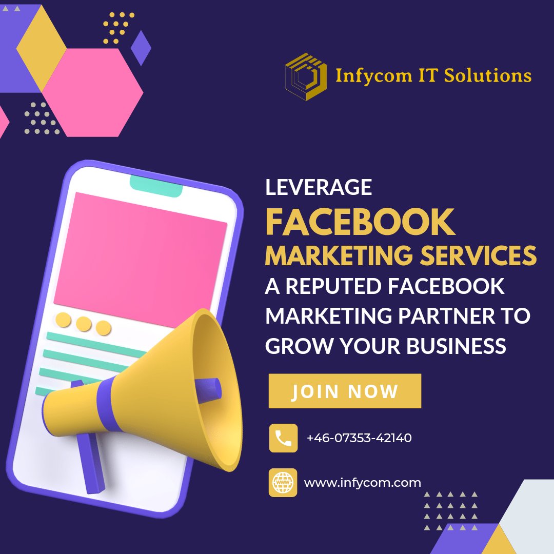 Infycomit's tweet image. Supercharge your business with our Facebook Marketing Services! Reach millions of potential customers, boost conversions, and increase your brand&apos;s visibility with #InfycomITSolutions.

📱+46-0735342140
 🌐Reach out to us at: infycom.com 

#facebookmarketing #infycom