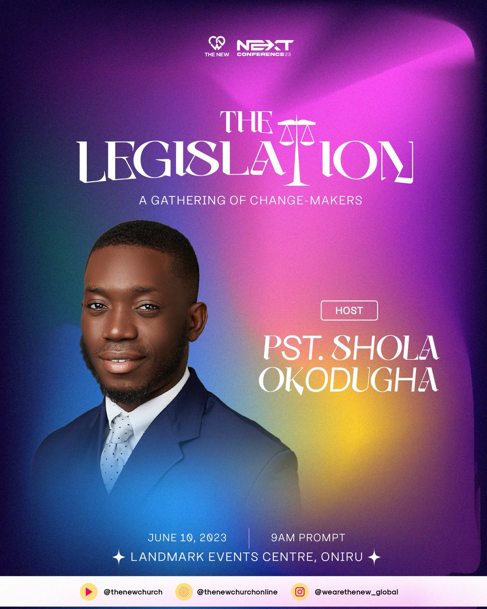 TheNew_ikeja's tweet photo. Our beloved Pastor, Pastor Shola Okodugha, @SholaOkodugha Lead Pastor of TheNew Global will be LIVE at the Next Conference.

The Legislation: A gathering of Change makers.
#PreNextConference #NXC23 #NextConference #ComeToOurChurch #WeAreTheNew #ILoveThisChurch #Thenewglobal https://t.co/N0QEB8ukMb