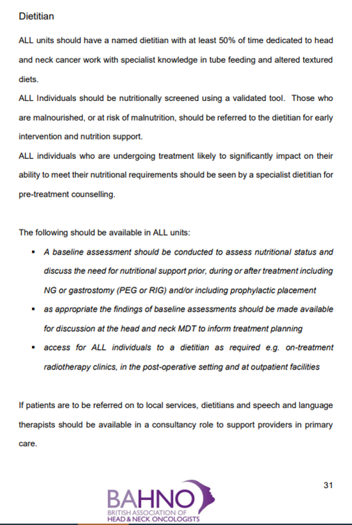 This week, June 5-9th 2023, marks Dieticians week  #WeAreDietetics. Our dieticians are crucial and integral to the Head and Neck cancer patient journey.
<a href="/BAHNOOfficial/">BAHNO Head & Neck</a> standards 2020 onlinelibrary.wiley.com/doi/full/10.11……