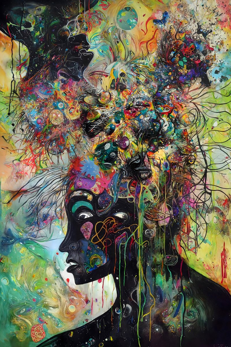 This one will be on sale tonight. 
This work is about burn out and mind collapse.