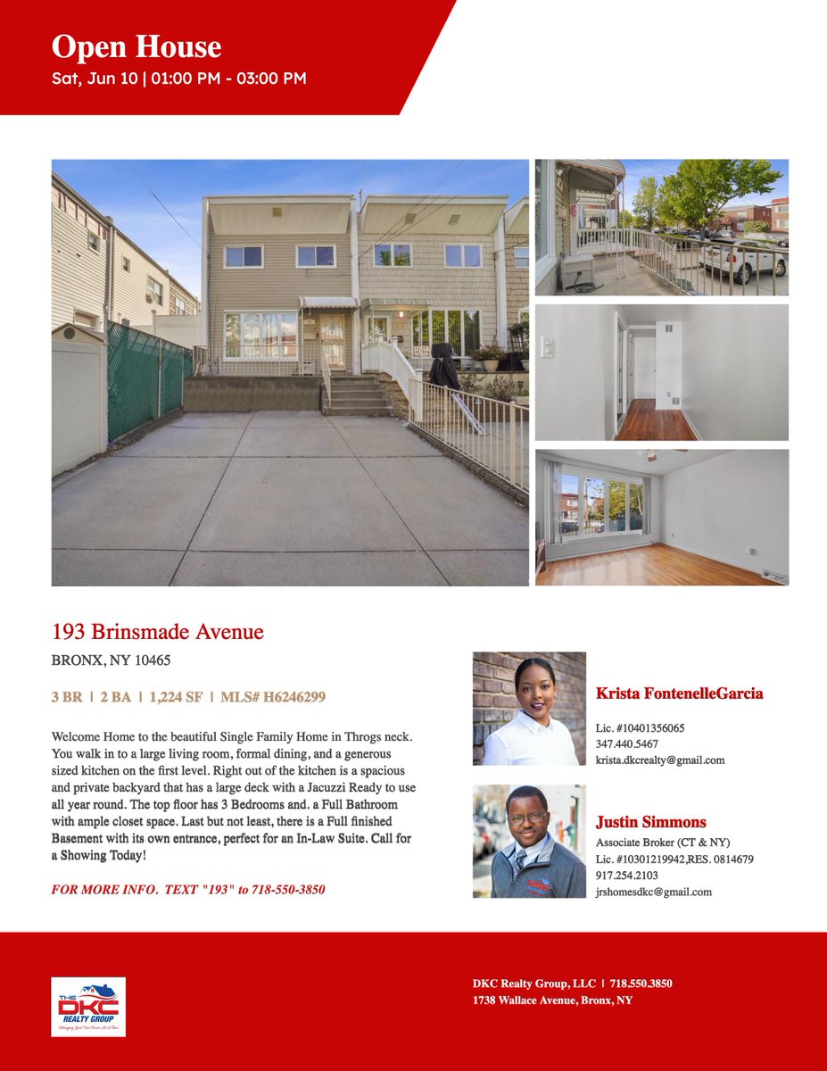 6/8/23 Market Update: OPEN HOUSE at 193 Brinsmade Avenue, Throgs Neck, Bronx this Saturday, June 10th! Link for more info!

justinsimmonshomes.com/ask/328bc81621…

#throgsneck #throggsneck #bronxhomes #bronxrealestate #bronx #jsbxhomes #openhousesaturday