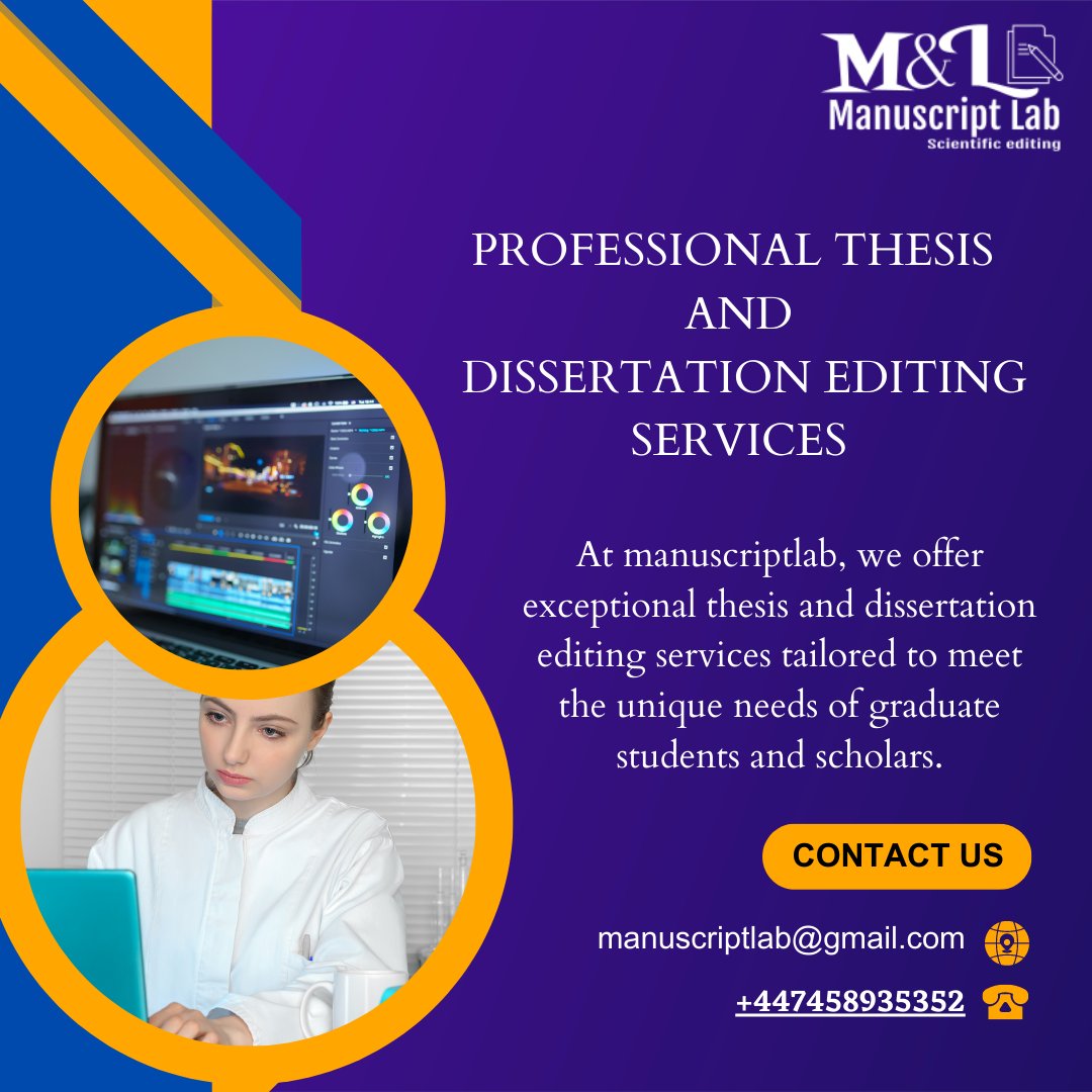 ManuscriptLab's tweet image. Refine your academic masterpiece with our expert touch! 🎓
✍️ Our professional Thesis and Dissertation Editing Services polish your work to perfection, ensuring clarity, coherence, and flawless language.
#AcademicExcellence #EditingServices #ThesisDissertation