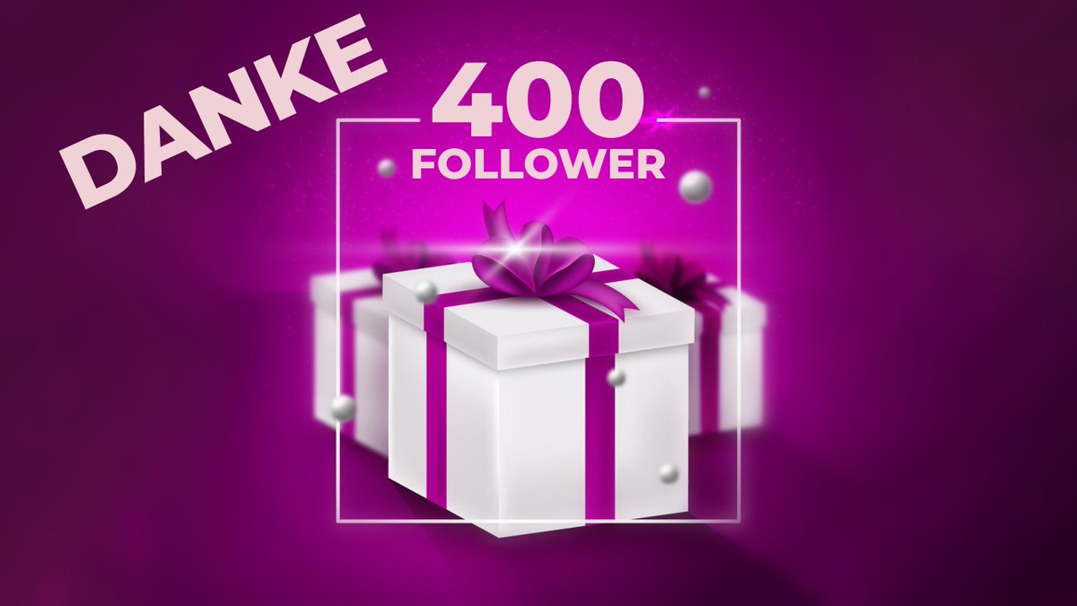Vielen Dank für Eure Unterstützung und Treue!
Wir haben die 400 geknackt😍
Als Dankeschön verlose ich ein kleines Überraschungspaket. 🎁

Um daran Teilzunehmen müsst ihre einfach nur 
- ein Follower da lassen
-Retweeten
-einen Freund taggen

Vielen Dank!
Auflösung am 16.05.2023