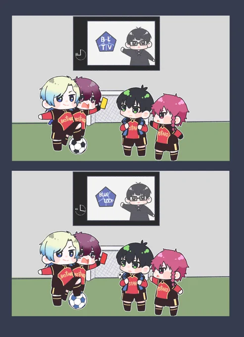 まちがいさがし。 上の絵と下の絵の中に間違いが10個あります。 ぜひ探してみてください☺️ #ブルーロックFA