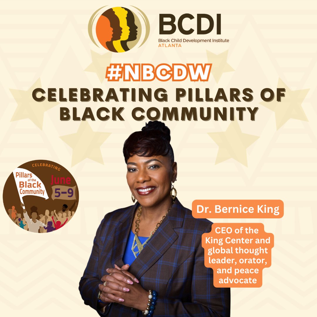 bcdiatlanta's tweet photo. We're Celebrating Pillars of the Black Community: Congressman John Lewis and @BerniceAKing. Thank you for your activism and commitment to equality and justice. Your legacies continue to inspire and empower us all. #NBCDW #NBCDICommunityPillars https://t.co/5d8Yq1rARg
