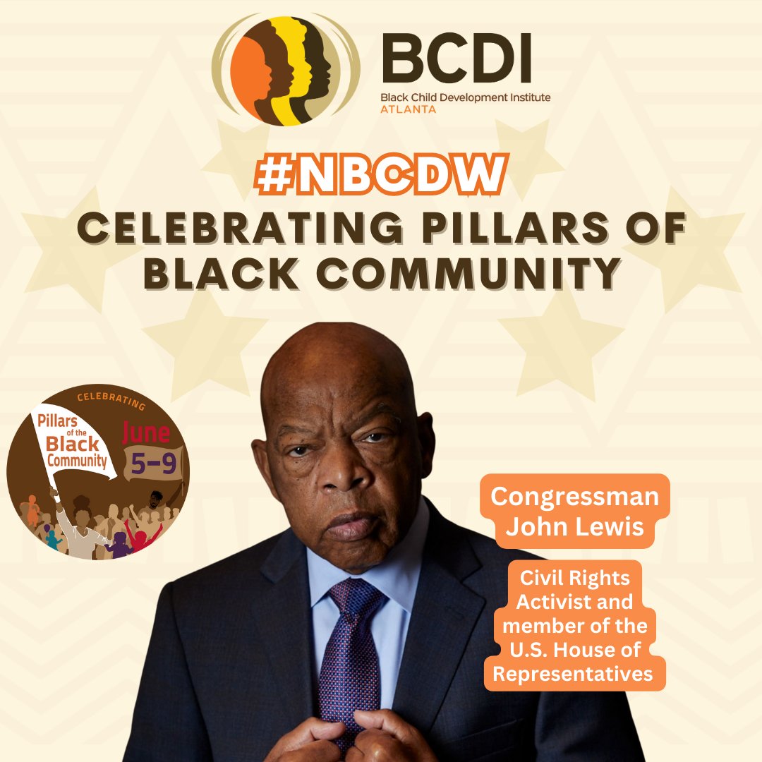 bcdiatlanta's tweet photo. We're Celebrating Pillars of the Black Community: Congressman John Lewis and @BerniceAKing. Thank you for your activism and commitment to equality and justice. Your legacies continue to inspire and empower us all. #NBCDW #NBCDICommunityPillars https://t.co/5d8Yq1rARg
