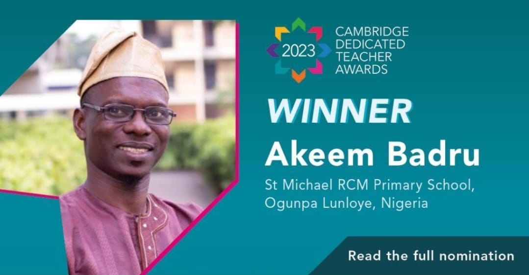 vongai79's tweet photo. Excited to share the news of our Alumni Akeem Badru from @Teach4Nigeria who has been voted as the winner of the Cambridge Dedicated Teacher Awards for 2023. Out of a pool of 11,000 nominations from across the globe and 6 regional winners.

The work that our alum do across different parts of the world is truly an inspiring one and this is a proud moment for everyone of us. 

Congratulations Akeem!