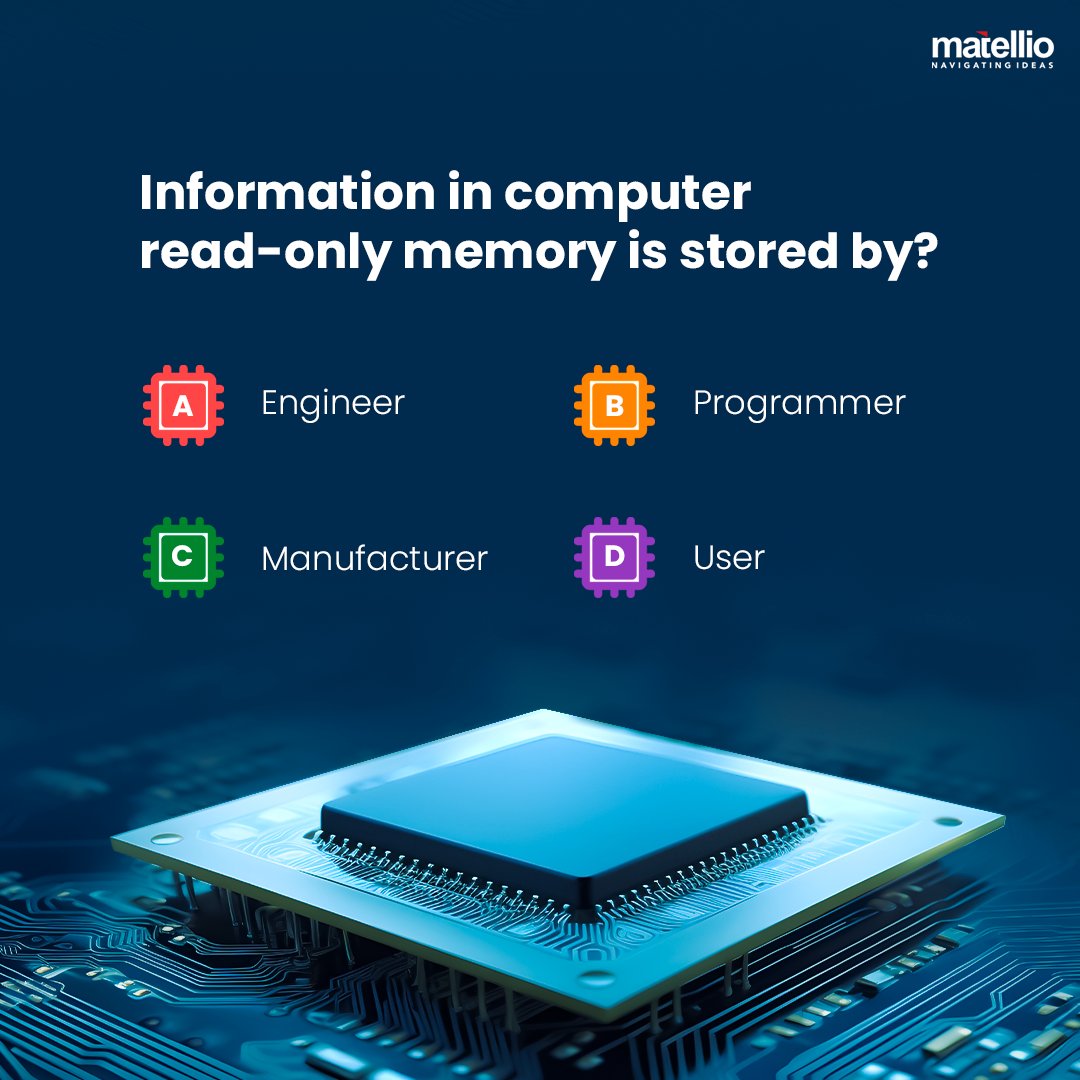 Matellio_Inc's tweet image. Test your tech knowledge and see if you can conquer our quiz! Which option do you think is correct? Leave your answer in the comments section.

#TechTrivia #TechKnowledge #TechFacts #GeekTrivia #ITTrivia #TechQuiz #ComputingBasics #Tech #ITKnowledge #ComputerScience #DigitalFacts