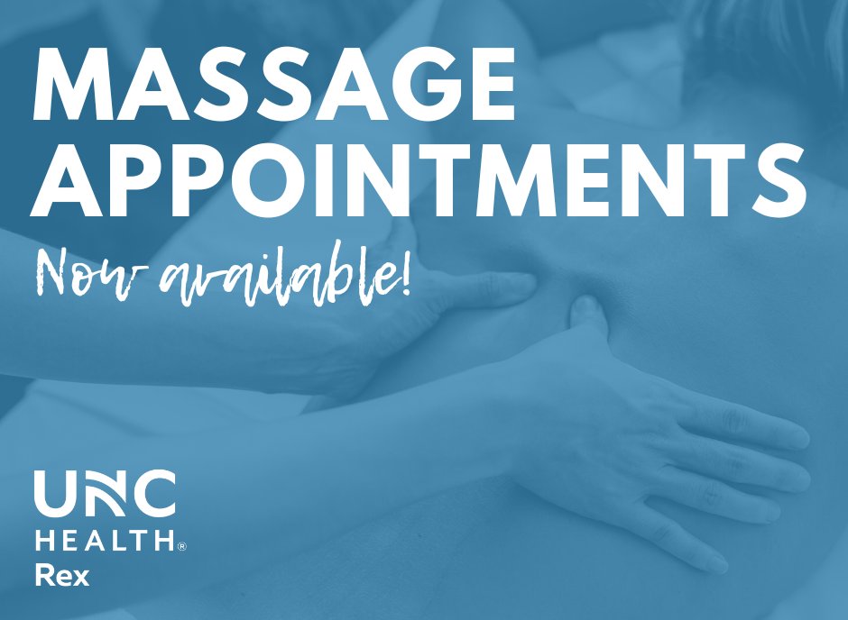 RexWellness's tweet photo. Massage appointments are available with Ernie or Melissa at Rex Wellness of Raleigh! Swedish, deep tissue and therapeutic. Relax your muscles and unwind with us! Call 919-784-1371 to schedule your appointment. https://t.co/dpetr9c9FK