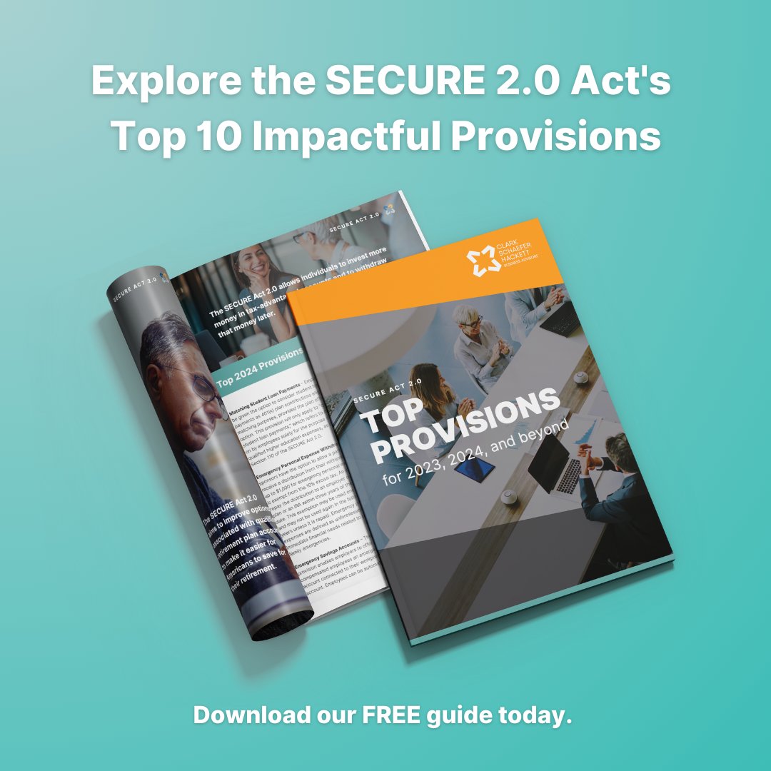 The SECURE 2.0 Act contains 92 provisions meant to improve employees' ability to plan for their retirement and motivate businesses to help make this happen. Download this guide highlighting the top 10 provisions.

➡️ ow.ly/HxbE50OHQXS

#Retirement #SECUREAct