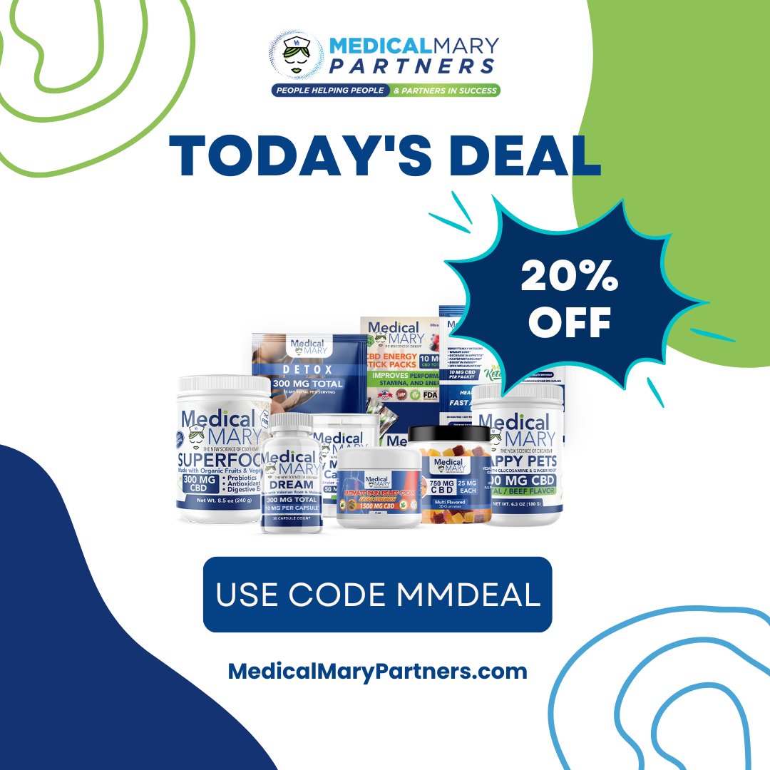 Grab Medical Mary's 20% OFF now! Visit buff.ly/43MCKdW and browse our wide range of #CBDProducts. 🌿🛒 Use code: MMDEAL. 💯

#Bestdeal #medicalmary #cbd #premiumproducts #wellness #health #natural