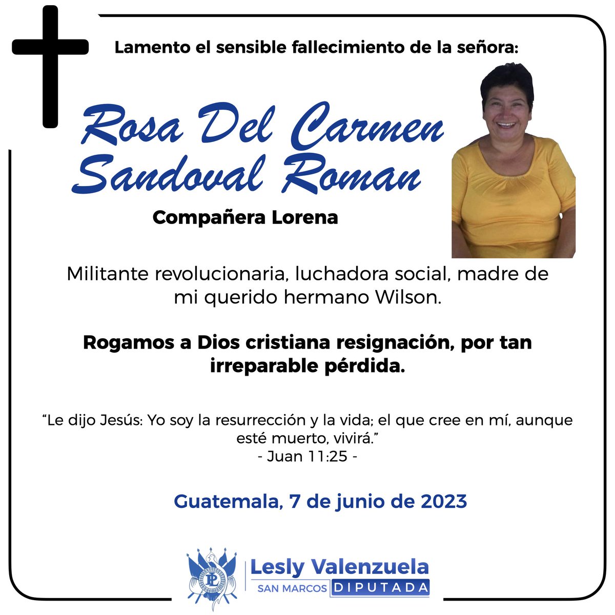 LeslyVGT's tweet photo. Con respeto y aprecio 🌹QEPD https://t.co/A7ZlOocAUO