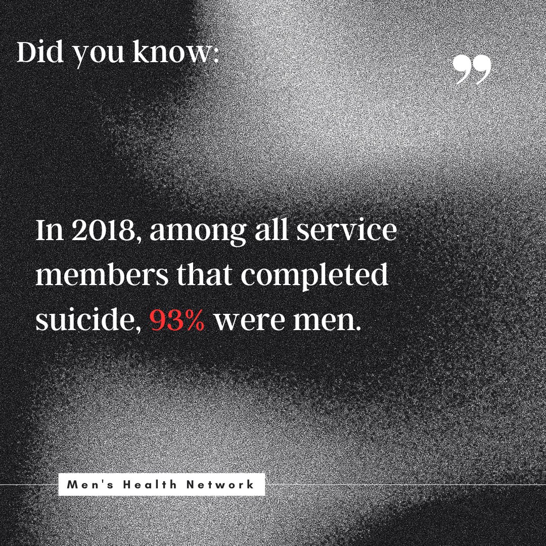 In 2018, Among all service members that completed suicide, 93% were men. 

There is a silent epidemic & it's never too late to reach out.

#MensHealthMonth #MHM #MHN #HealthyMen #MensHealth #Healthformen #Healthforboys #Boyshealth #healthyboys #dadsmatter #FamilyDad #DadFamily