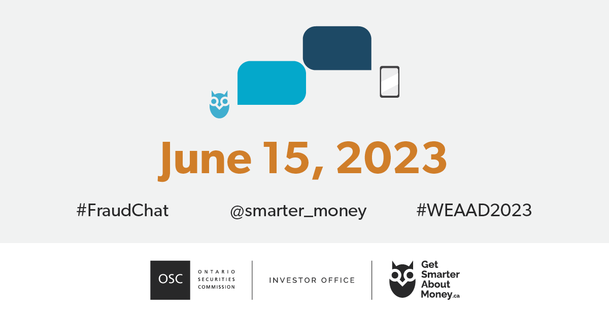 June 15 is World Elder Abuse Awareness Day (WEAAD). We will be hosting a Twitter chat from 11 a.m. to noon to help raise awareness about scams that target seniors and how to protect seniors from financial abuse. 

Follow along using #WEAAD2023 and #FraudChat.