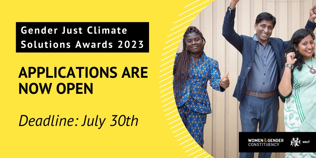 📣 Are you looking for ways to strengthen your local climate adaptation or mitigation solution? Do you want to upscale your transformative contribution at national and international levels?

Apply to the #GenderJustClimateSolutions Awards here rb.gy/qrg9s