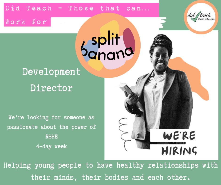 Passionate about the power of RSHE?

Join <a href="/SplitBananaaa/">Split Banana</a> as their new Development Director and impact the lives of thousands of young people.

Full details: didteach.com/jobszip/develo…

#edujobs #TEACHers #Socialimpact #community #students #educators #hiring