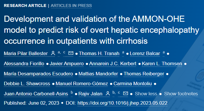 JHepatology's tweet photo. 🆕Article in press❕

Development and validation of the AMMON-OHE model to predict risk of overt #hepaticencephalopathy occurrence in outpatients with #cirrhosis

Read it here👉https://t.co/AWBHTSEy66

@RajivJalan1
#LiverTwitter https://t.co/yt6vhGpdDi