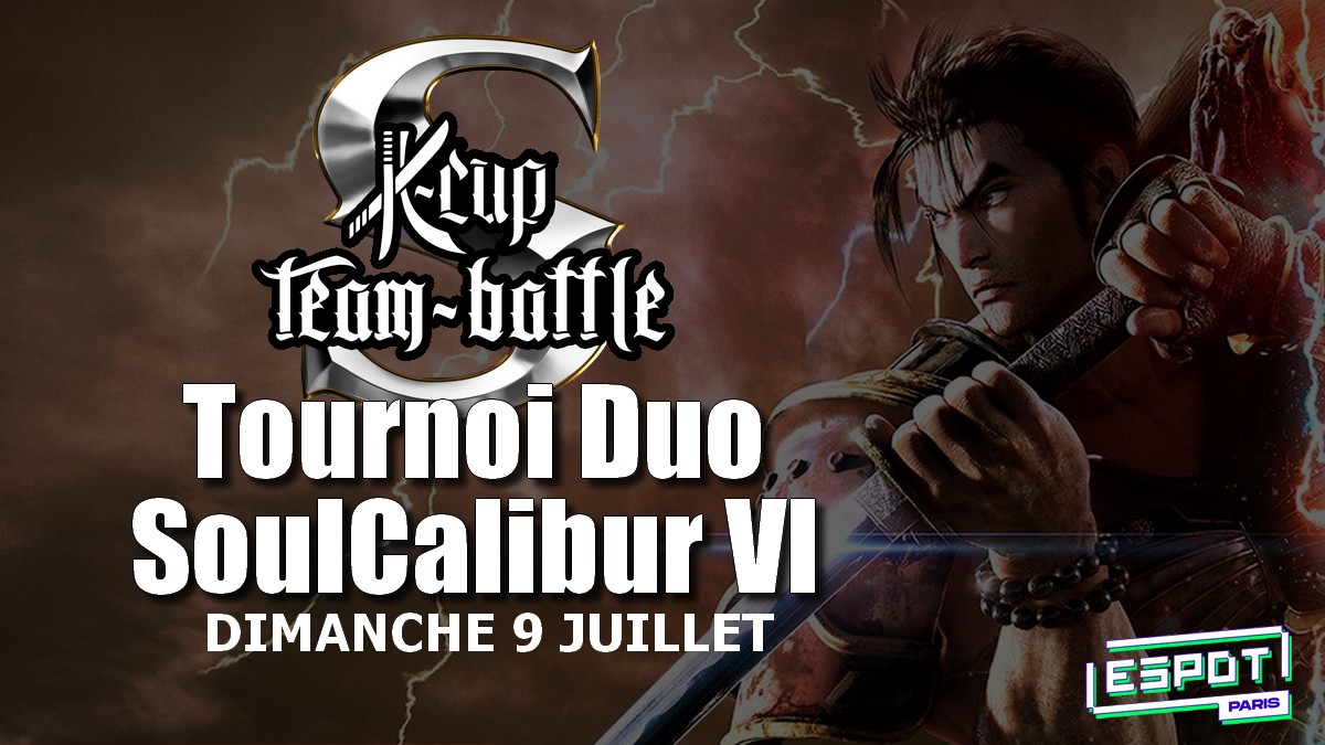 Salut la #KCupDuoSoulCaliburVI OFFLINE approche donc voici la billetterie shop.espot.fr/fr/evenements/… Petit rappel Tournoi sur PS5 le dimanche 9 juillet. Bien lire la description sur le site de la billetterie ! Entrée équipes 20€ 380€ de Cashprize Adresse 150 rue de Rivoli