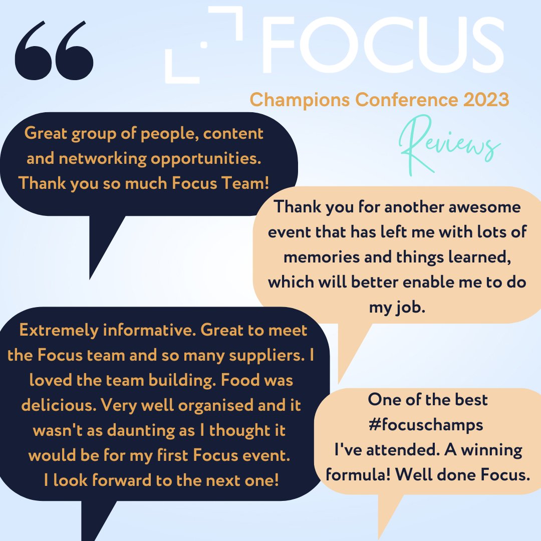 Here are just a few of the many #outstanding <a href="/FocusTravelP/">Focus Travel Partnership</a> #focuschamps #reviews so far from our #TMCPartners! Watch this space for more details and official pictures.. #notforprofit #thinkforwardfocusnow #futureproof