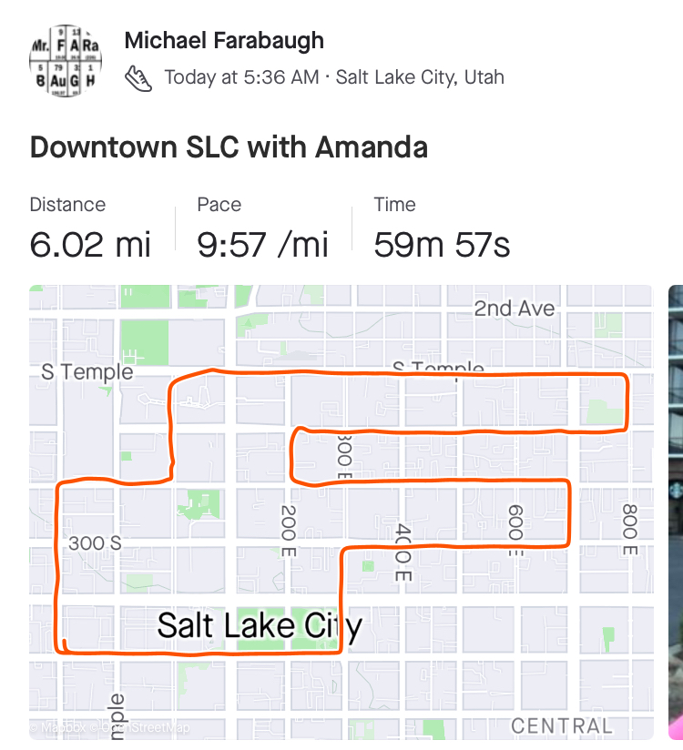 Another fun morning running in SLC with @AmandaHoran8 🏃‍♀️🏃#apchemistry #chemistry #TeachersWhoRun #iteachchem #chemfam