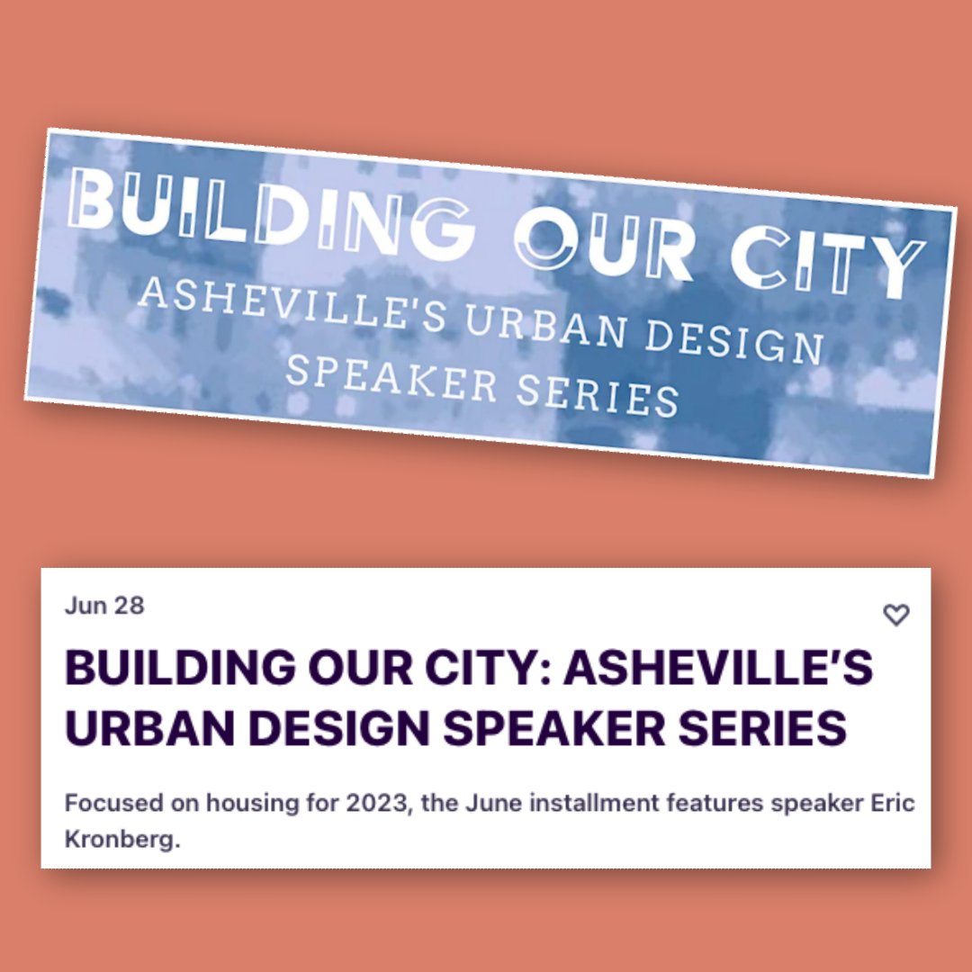 Here's a local event that should be of interest: Asheville's Urban Design Speaker Series continues this month with Eric Kronberg.

Details and free tix:

eventbrite.com/e/building-our…