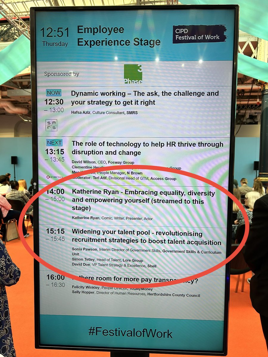 Looking forward to seeing our Lore Group Head of Talent Simon Tetley on stage at 15.15 today after Katherine Ryan @FestivalofWork @CIPD #festivalofwork