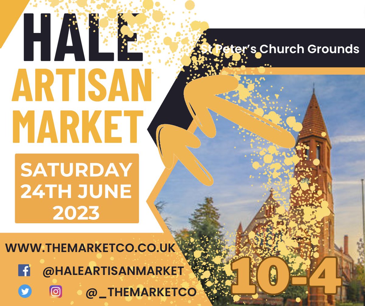 _TheMarketCo's tweet image. LAUNCH 
#Hale Artisan Market 🚀on Sat 24 June in the grounds of St Peter's Church Bringing over 50 of the most talented, local artisans showcasing their handcrafted foods, makes, bakes, crafts &amp;amp; streetfood Hope you can join us for what promises to be a fab community event