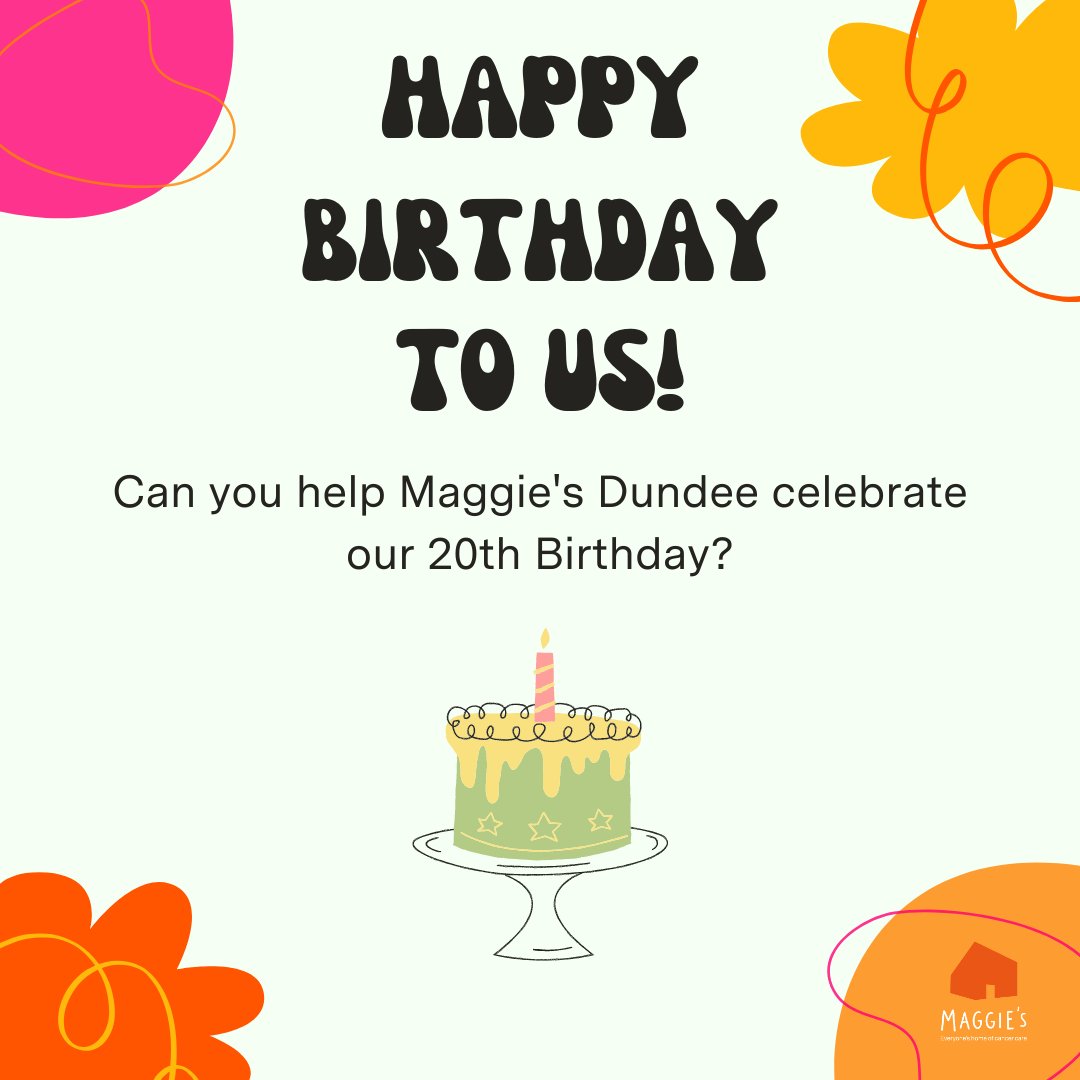 In September we're celebrating 20 years of Maggie's Dundee and we need your help!!

For our birthday this year we would really love some special presents...😋

We're looking for auction and raffle prizes that we can use at our fundraising events so we can raise as much as we can!