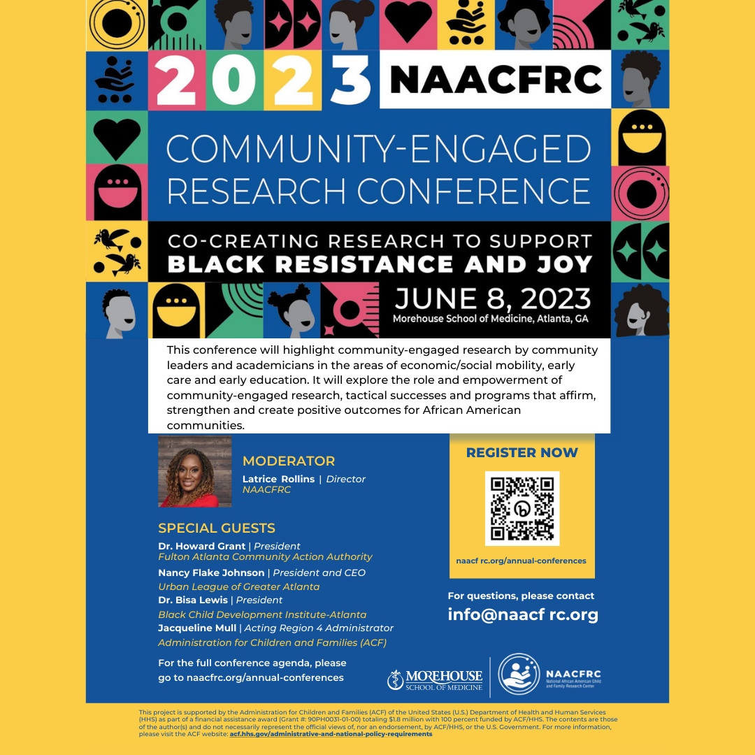 📢 TODAY Is the DAY! 🎉 Join us at the 2023 NAACFRC Community-Engaged Research Conference, hosted at <a href="/MSMEDU/">Morehouse School of Medicine</a>. 

We're thrilled to bring together researchers, academicians, and community leaders dedicated to making a positive impact. 

#NAACFRConf23 #CER #BlackJoy #BlackFamilies