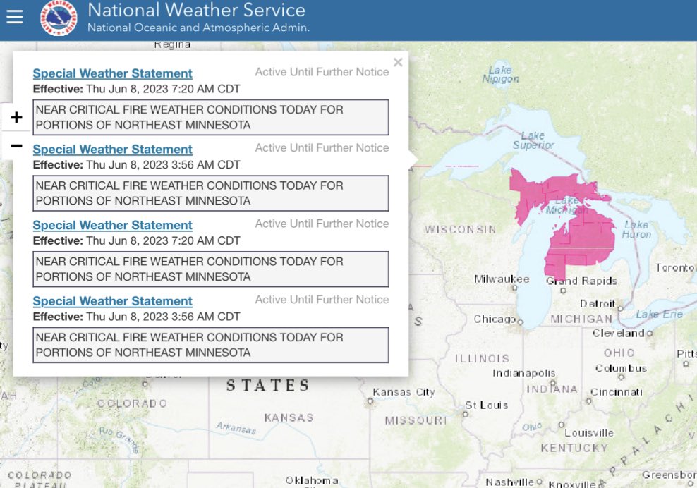 RT @HotshotWake: Todays Red Flags: Michigan and critical fire weather in Minnesota.
#weather #wildfire #miwx #mnwx https://t.co/CrsYaBb2UX