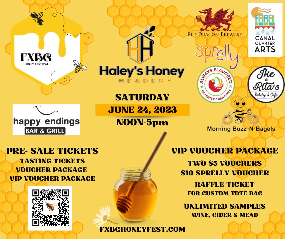 The FXBG Honey Festival is almost here!!! Unlimited samples of Cider, Wine and Mead, Honey Tastings, Honey Inspired Foods and more!!!
Don’t miss your opportunity to be part of this event. Tap in at FXBGHoneyfest.com #fxbghoneyfest #honey #honeybee #cider #VACider #VAWine