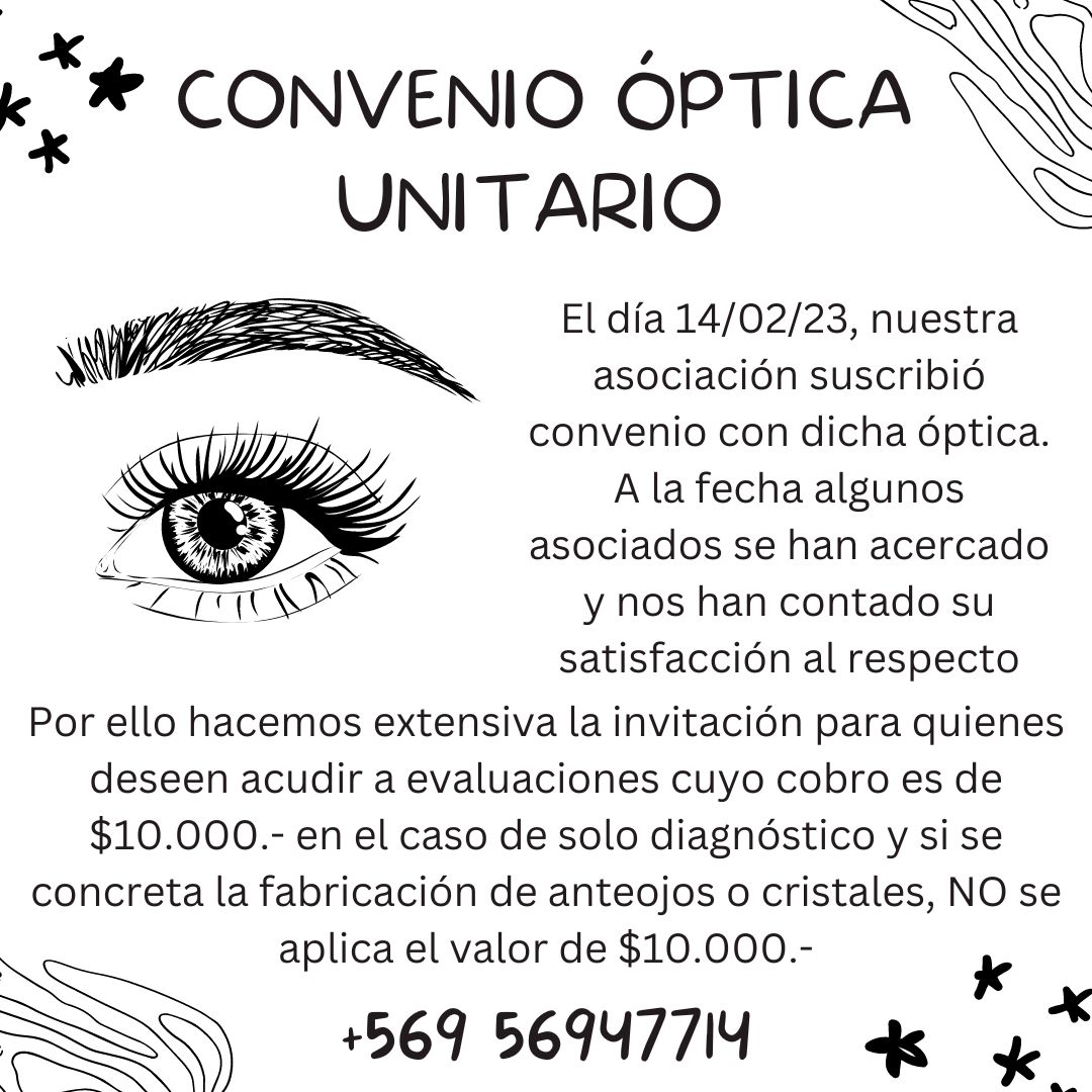 Exclusivo convenio para nuestros asociados con óptica Unitaria